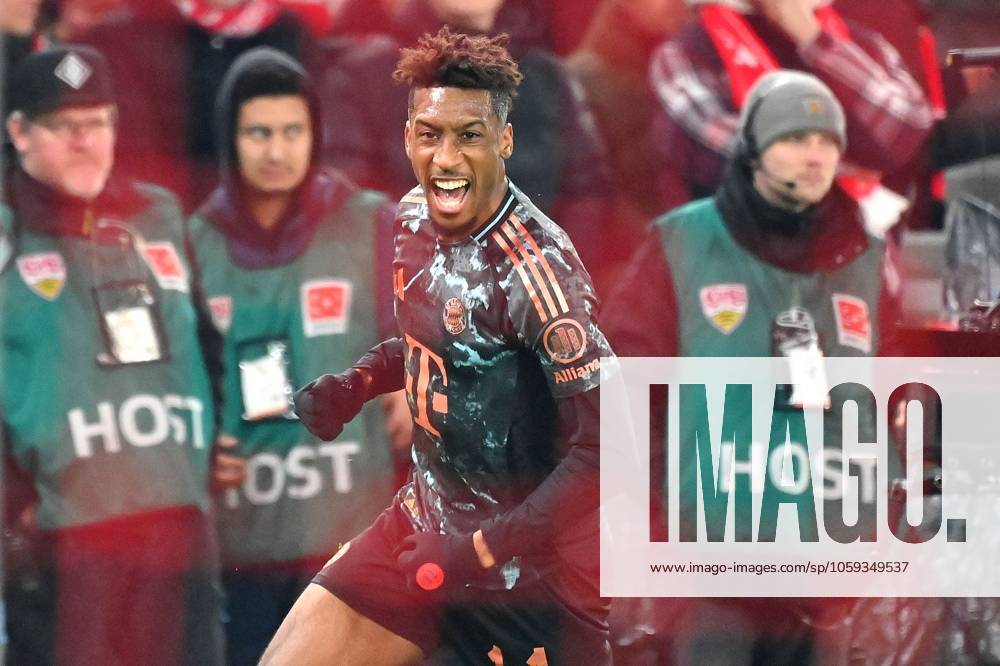 Torjubel Kingsley COMAN (Bayern Muenchen) nach Tor zum 1-3,Aktion, Jubel,Freude,Begeisterung, Fussball 1. Bundesliga Saison 2024 2025, 24.Spieltag, Spieltag24, VfB Stuttgart - FC Bayern Muenchen 1-3 am 28.02.2025 MHP ARENA.