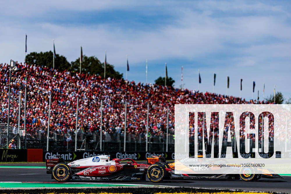 F1 - ITALIAN GRAND PRIX 2025 16 LECLERC Charles (mco), Scuderia Ferrari SF-25, action 81 PIASTRI Oscar (aus), McLaren F1 Team MCL39, action during the 2025 Formula 1 Pirelli Grand Premio dItalia, 2025 Italian Grand Prix, 16th round of the 2025 FIA Formula One World Championship, WM, Weltmeisterschaft from September 5 to 7, 2025 on the Autodromo Nazionale Monza, in Monza, Italy - MonzaItaly