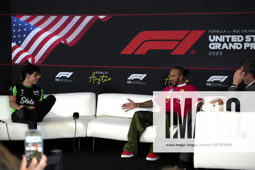 Circuit of The Americas, Austin, FORMULA 1 MSC CRUISES UNITED STATES GRAND PRIX 2025 , im Bild Lewis Hamilton (GBR), Scuderia Ferrari HP, Gabriel Bortoleto (BRA), Stake F1 Team Kick Sauber (Photo by Hasan Bratic DeFodi Images) 16 10 2025, Circuit of The Americas, Austin, FORMULA 1 MSC CRUISES UNITED STATES GRAND PRIX 2025 , in the picture Lewis Hamilton GBR , Scuderia Ferrari HP, Gabriel Bortoleto BRA , Stake F1 Team Kick Sauber Photo by Hasan Bratic DeFodi Images