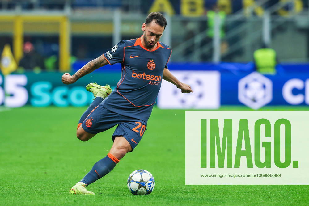Hakan Calhanoglu of FC Internazionale seen in action during UEFA Champions League 2025 26 League Phase - Matchday 4 football match between FC Internazionale and FC Kairat Almaty at San Siro Stadium in Milan Italy on 05 November 2025. Milan Stadio Giuseppe Meazza Milan Italy