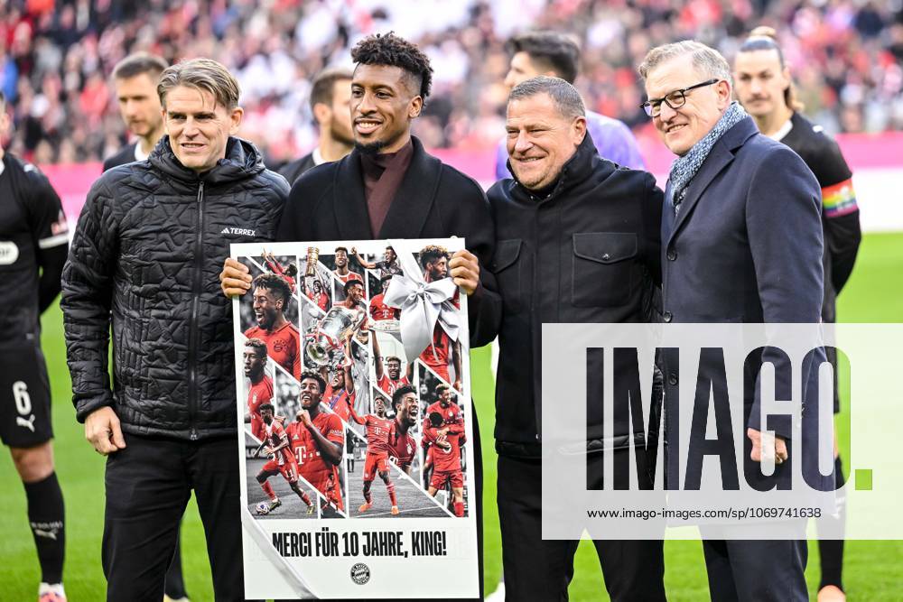 Bayerns Sportdirektor Christoph Freund (Bayern München), Kingsley Coman Sportvorstand Max Eberl (Bayern Muenchen) und Vorstands Vorsitzender Jan-Christian Dreesen (Bayern Muenchen) bei der Verabschiedung waehrend des spiels der Bundesliga zwischen FC Bayern München und FC St. Pauli, Allianz Arena am 29. November 2025 in München, Deutschland. (Foto von Harry Langer DeFodi Images) +++ Bayerns Sportdirektor Christoph Freund (Bayern München), Kingsley Coman Sportvorstand Max Eberl (Bayern Muenchen) und Vorstands Vorsitzender Jan-Christian Dreesen (Bayern Muenchen) at the farewell during the Bundesliga match between FC Bayern München and FC St. Pauli at Allianz Arena on November 29, 2025 in München, Germany. (Photo by Harry Langer DeFodi Images) DFL regulations prohibit any use of photographs as image sequences and or quasi-video. (Photo by Harry Langer DeFodi Images) DFL regulations prohibit any use of photographs as image sequences and or quasi-video.