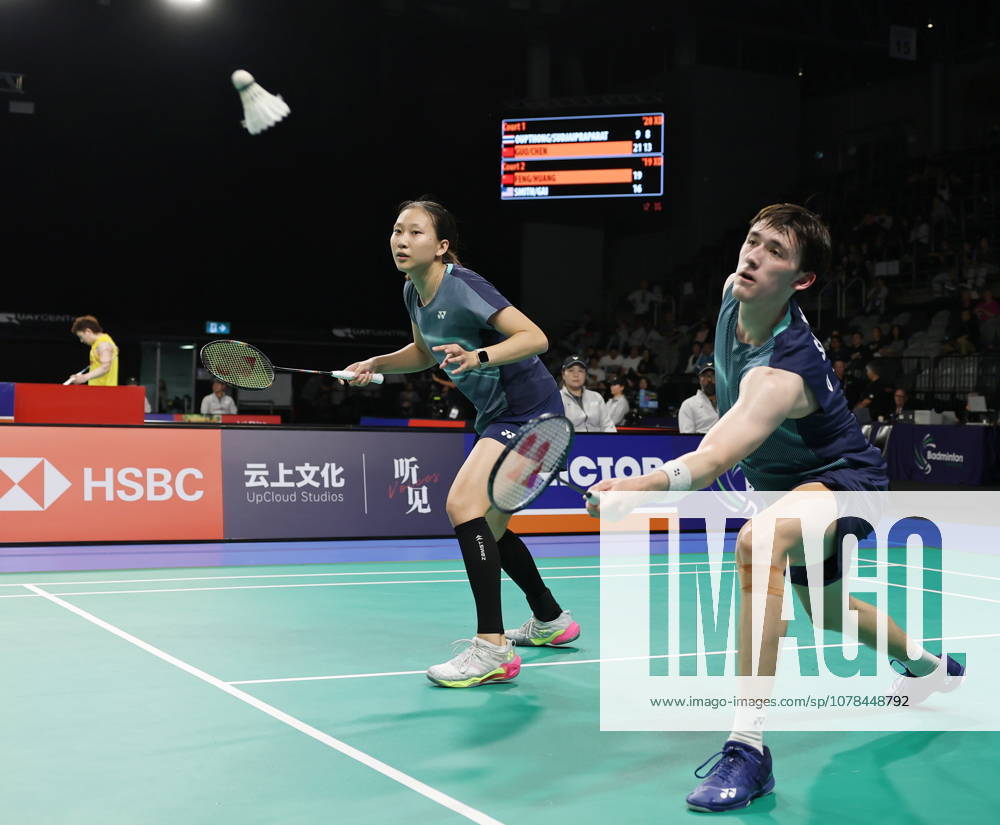 (260613) -- SYDNEY, June 13, 2026 -- Presley Smith (R) Jennie Gai comptete during the mixed doubles semifinal match between Feng Yanzhe Huang Dongping of China and Presley Smith Jennie Gai of the United States at the Australian Badminton Open 2026 in Sydney, Australia, June 13, 2026. ) (SP)AUSTRALIA-SYDNEY-BADMINTON-AUSTRALIAN OPEN-MIXED DOUBLES-SEMIFINALS GongxBing