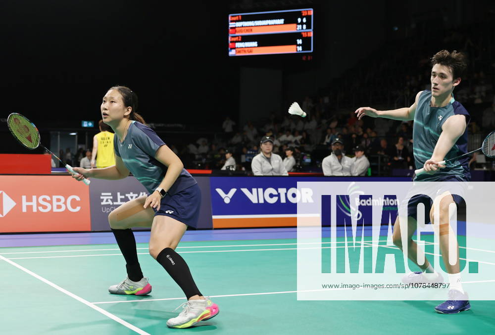 (260613) -- SYDNEY, June 13, 2026 -- Presley Smith (R) Jennie Gai comptete during the mixed doubles semifinal match between Feng Yanzhe Huang Dongping of China and Presley Smith Jennie Gai of the United States at the Australian Badminton Open 2026 in Sydney, Australia, June 13, 2026. ) (SP)AUSTRALIA-SYDNEY-BADMINTON-AUSTRALIAN OPEN-MIXED DOUBLES-SEMIFINALS GongxBing