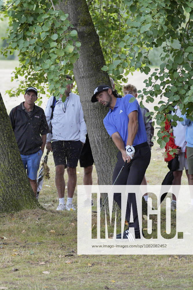 SUTTON COLDFIELD, ENGLAND - AUG 28: Marco Penge (ENG) plays from the trees on the 13th hole during Round 2 at the 2026 Husqvarna British Masters at The Belfry, Sutton Coalfield on August 28, 2026 in Warwickshire, England The 2026 Husqvarna British Masters