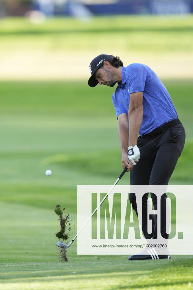SUTTON COLDFIELD, ENGLAND - AUG 28: Marco Penge (ENG) plays from the first fairway during Round 2 at the 2026 Husqvarna British Masters at The Belfry, Sutton Coalfield on August 28, 2026 in Warwickshire, England The 2026 Husqvarna British Masters