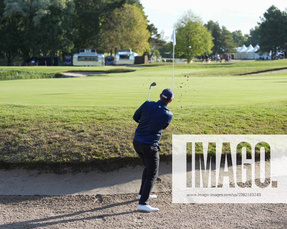 SUTTON COLDFIELD, ENGLAND - AUG 30: Bernd Wiesberger (AUT) plays from a green side bunker on the 18th hole during the delayed Round 3 at the 2026 Husqvarna British Masters at The Belfry, Sutton Coalfield on August 30, 2026 in Warwickshire, England The 2026 Husqvarna British Masters