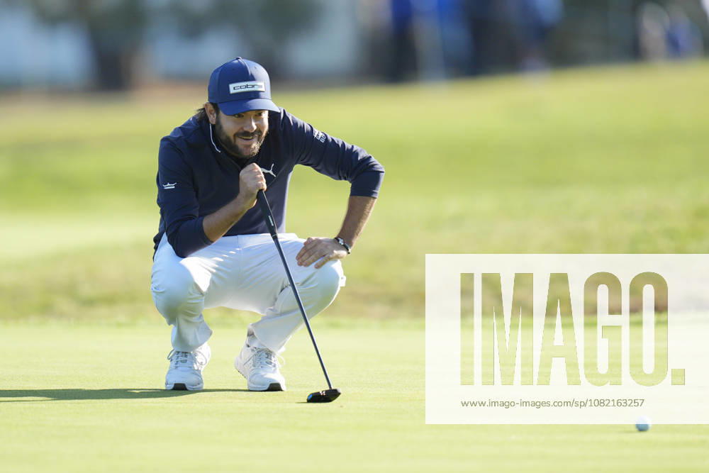 SUTTON COLDFIELD, ENGLAND - AUG 30: Angel Hidalgo (ESP) lines up a putt on the eighteenth green during the delayed Round 3 at the 2026 Husqvarna British Masters at The Belfry, Sutton Coalfield on August 30, 2026 in Warwickshire, England The 2026 Husqvarna British Masters