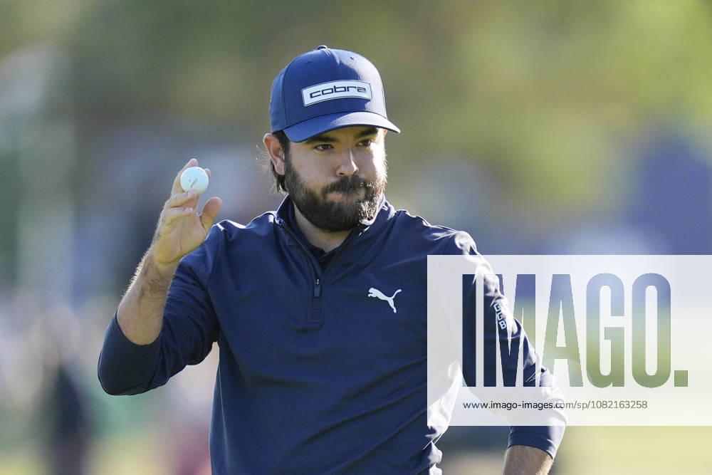 SUTTON COLDFIELD, ENGLAND - AUG 30: Angel Hidalgo (ESP) reacts after holing a putt on the 18th green during the delayed Round 3 at the 2026 Husqvarna British Masters at The Belfry, Sutton Coalfield on August 30, 2026 in Warwickshire, England The 2026 Husqvarna British Masters