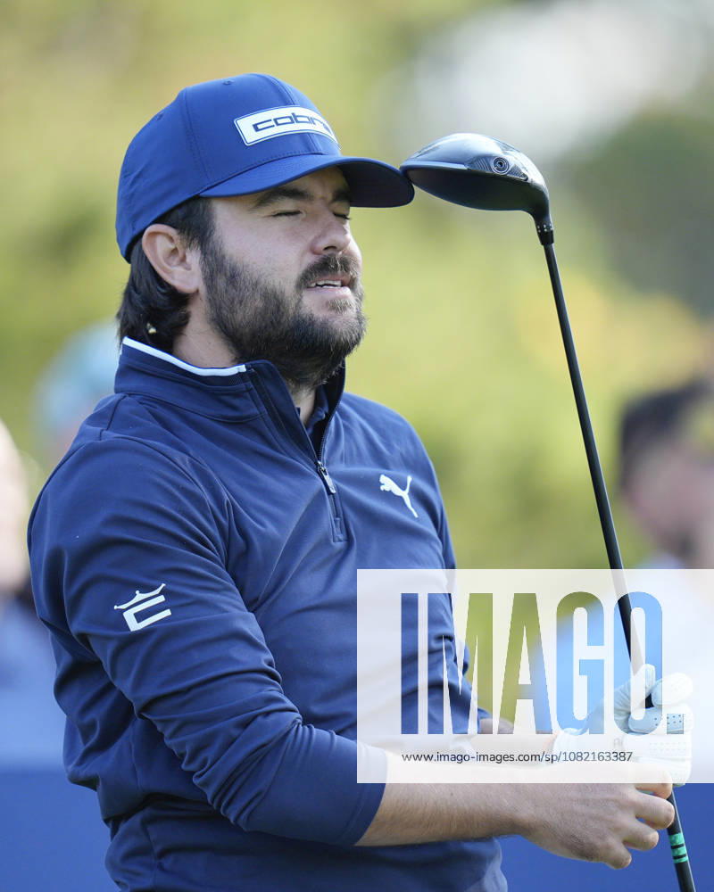 SUTTON COLDFIELD, ENGLAND - AUG 30: Angel Hidalgo (ESP) reacts after he plays from the eighteenth tee during the delayed Round 3 at the 2026 Husqvarna British Masters at The Belfry, Sutton Coalfield on August 30, 2026 in Warwickshire, England The 2026 Husqvarna British Masters