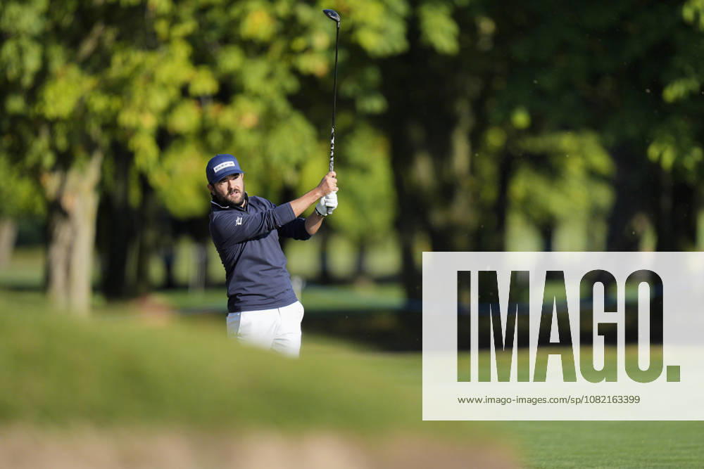 SUTTON COLDFIELD, ENGLAND - AUG 30: Angel Hidalgo (ESP) plays from the eighteenth fairway during the delayed Round 3 at the 2026 Husqvarna British Masters at The Belfry, Sutton Coalfield on August 30, 2026 in Warwickshire, England The 2026 Husqvarna British Masters