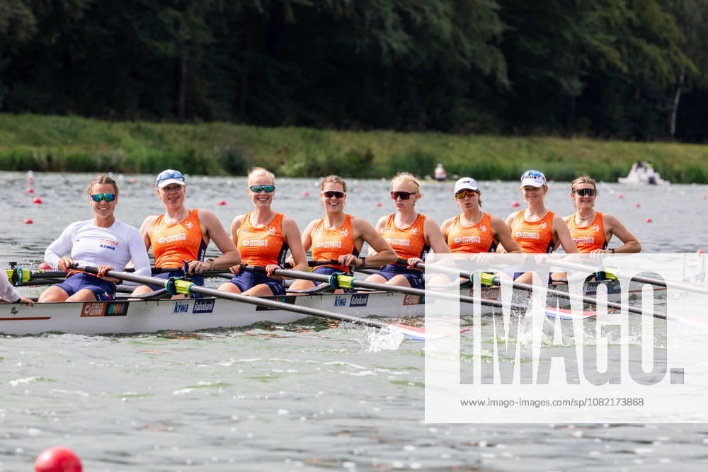 30 Aug 2026 World Rowing Championships AMSTERDAM, NETHERLANDS - AUGUST 30: Claire De Kok, Vera Sneijders, Lisanne Van Der Lelij, Hannah Heideveld, Willemijn Mulder, Ilse Kolkman, Hermine Drenth, Bente Paulis and Dieuwke Fetter of the Netherlands during 30 Aug 2026 World Rowing Championships at Bosbaan on August 30, 2026 in Amsterdam, Netherlands. Amsterdam Bosbaan Netherlands Content not available for redistribution in The Netherlands directly or indirectly through any third parties.