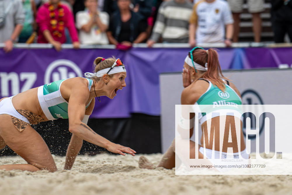 German Beach Championship - Deutsche Beachvolleyball Meisterschaft Dortmund, Germany 30.08.2026 DORTMUND, GERMANY - AUGUST 30: Kim van de Velde (Player 2, Blaubären TSV Flacht), Sandra Ittlinger (Player 1, Eintracht Spontent e.V.) during the German Beach Championship - Deutsche Beachvolleyball Meisterschaft at Dortmund on August 30, 2026 in Dortmund, Germany.