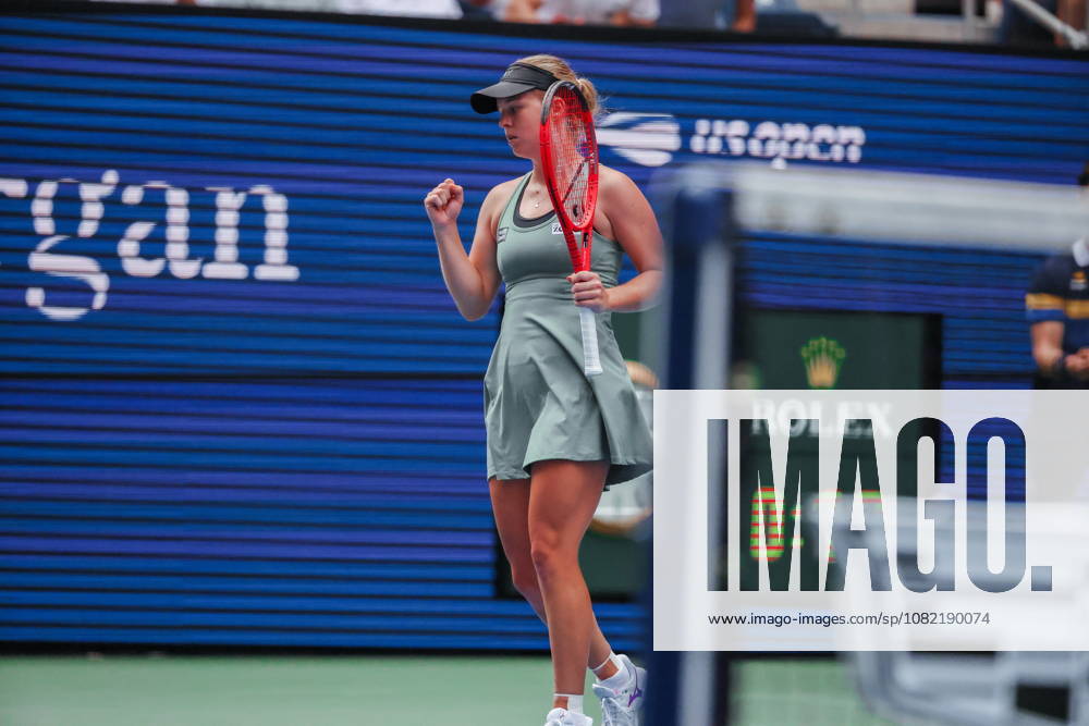 US Open tennis tournament - Day 1 Veronika Erjavec of Slovenia reacts against Jasmine Paolini of Italy during the Womens Singles round one of the US Open Tennis Championships at the USTA Billie Jean King National Tennis Center in Flushing Meadows, New York, USA, 30 August 2026. The 2026 US Open tournament runs from 23 August through 13 September. FLUSHING MEADOWS NEW YORK United States