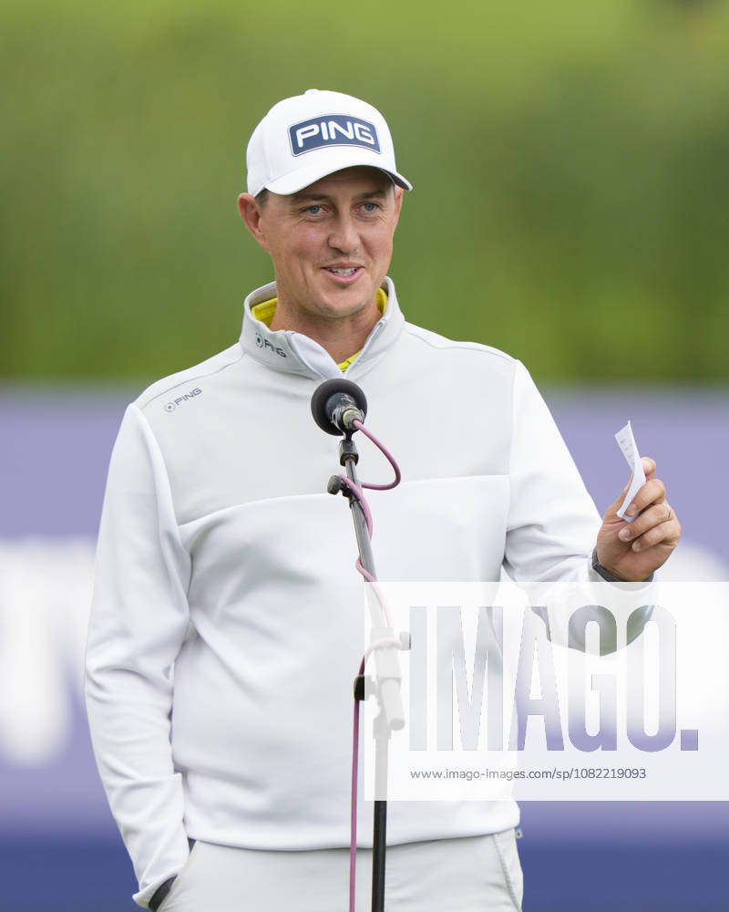 SUTTON COLDFIELD, ENGLAND - AUG 30: Joe Dean (ENG) gives a speech after winning the 2026 Husqvarna British Masters at The Belfry, Sutton Coalfield on August 30, 2026 in Warwickshire, England The 2026 Husqvarna British Masters