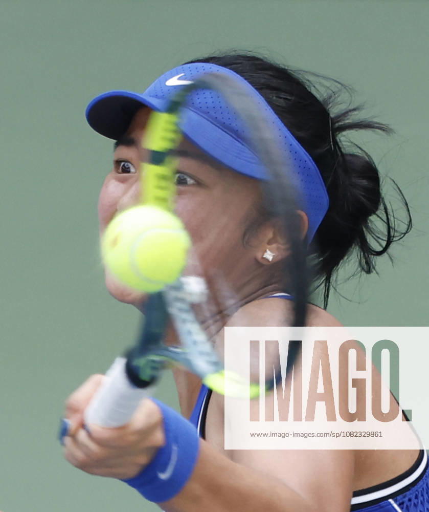Alexandra Eala of the Philippines returns a ball to Oleksandra Oliynykova of Ukraine in a second round match in Louis Armstrong Stadium at the 2026 US Open Tennis Championship at the USTA Billie Jean King National Tennis Center in New York City on Thursday, September 3, 2026. NYP20260903103 JOHNxANGELILLO