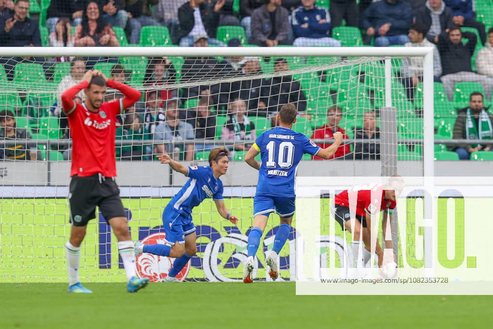 Fussball - 2.Bundesliga Hannover 96 - Karlsruher SC, v.l. Tor zum 1:1 durch Shio Fukuda (Karlsruhe, 13) Hannover