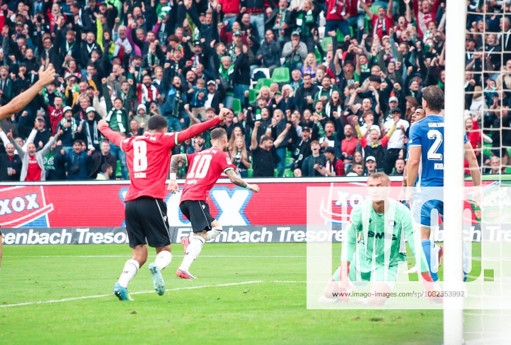 Deutschland: Fussball 2.Bundesliga 2026 2027, 4. Spieltag - Hannover 96 vs Karlsruher SC - Heinz von Heiden Arena Stadion (Hannover): Tor und Torjubel zum Marcel Hartel (Hannover 96, 10)