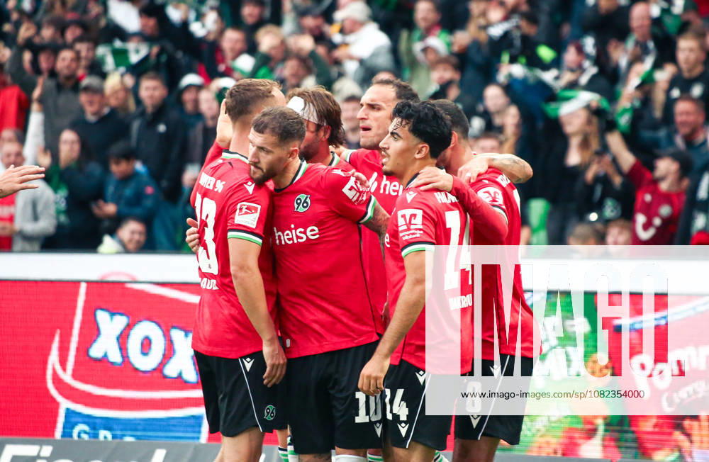 Deutschland: Fussball 2.Bundesliga 2026 2027, 4. Spieltag - Hannover 96 vs Karlsruher SC - Heinz von Heiden Arena Stadion (Hannover): Tor und Torjubel zum Marcel Hartel (Hannover 96, 10) Husseyn Chakroun (Hannover 96, 14) Stefan Teitur ÃžorÃ°arson Stefan Teitur Thordarson (Hannover 96, 23) Waniss TaÃ¯bi Waniss Taibi (Hannover 96, 8)