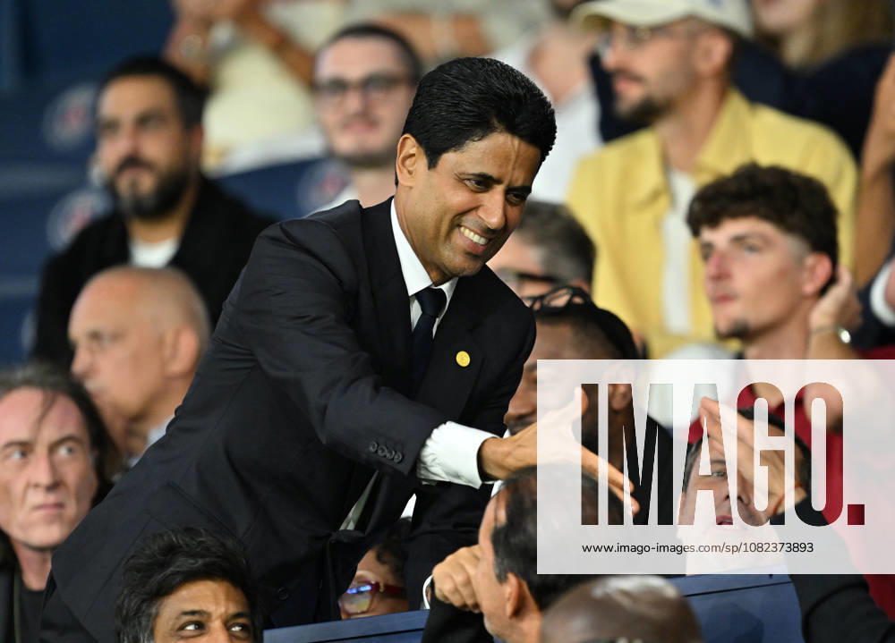PSG vs AS Monaco: French Ligue 1 PARIS, FRANCE - SEPTEMBER 04: Nasser Al-Khelaïfi (C), President of Paris Saint-Germain, attends the French Ligue 1 soccer match between Paris Saint-Germain and AS Monaco at Parc des Princes stadium in Paris, France on September 04, 2026. Mustafa Yalcin Anadolu Paris France. Editorial use only. Please get in touch for any other usage.