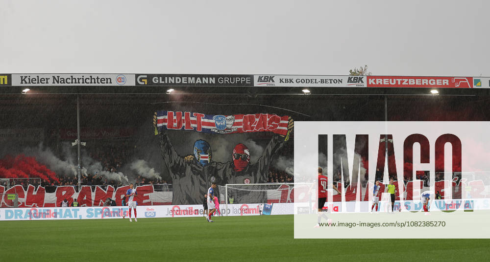 Choreo der kieler Fans Fussball, Herren, Saison 2026 2027, 2.BL, Holstein Stadion, Holstein Kiel gegen 1.FC Nuernberg DFL REGULATIONS PROHIBIT ANY USE OF PHOTOGRAPHS AS IMAGE SEQUENCES AND OR QUASI-VIDEO.