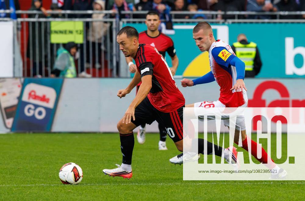 Fussball - Saison 2026 2027 - 2. Fussball - Bundesliga - 04. Spieltag: Holstein Kiel KSV Kieler Sportvereinigung Holstein von 1900 ( Störche ) - 1. FC Nürnberg FCN ( Club ) - Sportfoto Zink DaMa - - DFL regulations prohibit any use of photographs as image sequences and or quasi-video - only for editorial use - Julian Justvan (10, 1. FC Nürnberg FCN ) David Zec (26, Holstein Kiel )