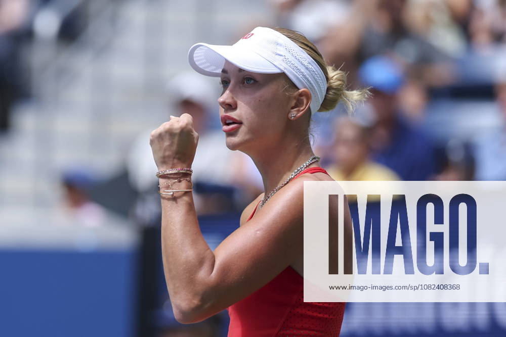US Open tennis tournament - Day 7 Anastasia Potapova of Austria reacts during a game against Amanda Anisimova of the US during the Womens Singles round 3 of the US Open Tennis Championships at the USTA Billie Jean King National Tennis Center in Flushing Meadows, New York, USA, 05 September 2026. The 2026 US Open tournament runs from 23 August through 13 September. FLUSHING MEADOWS NEW YORK United States