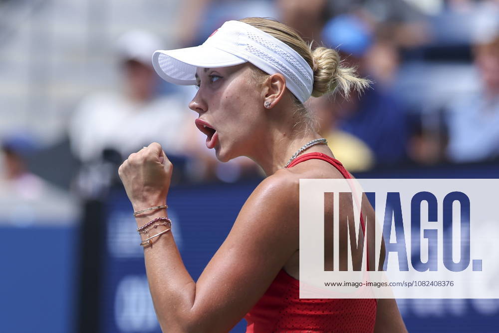 US Open tennis tournament - Day 7 Anastasia Potapova of Austria reacts during a game against Amanda Anisimova of the US during the Womens Singles round 3 of the US Open Tennis Championships at the USTA Billie Jean King National Tennis Center in Flushing Meadows, New York, USA, 05 September 2026. The 2026 US Open tournament runs from 23 August through 13 September. FLUSHING MEADOWS NEW YORK United States