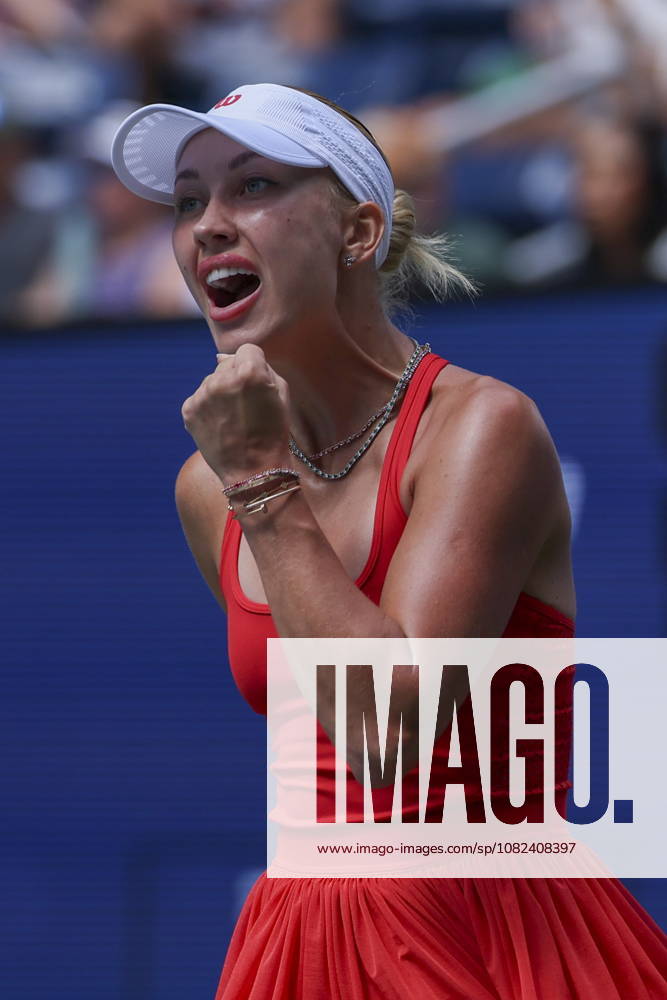 US Open tennis tournament - Day 7 Anastasia Potapova of Austria reacts during a game against Amanda Anisimova of the US during the Womens Singles round 3 of the US Open Tennis Championships at the USTA Billie Jean King National Tennis Center in Flushing Meadows, New York, USA, 05 September 2026. The 2026 US Open tournament runs from 23 August through 13 September. FLUSHING MEADOWS NEW YORK United States