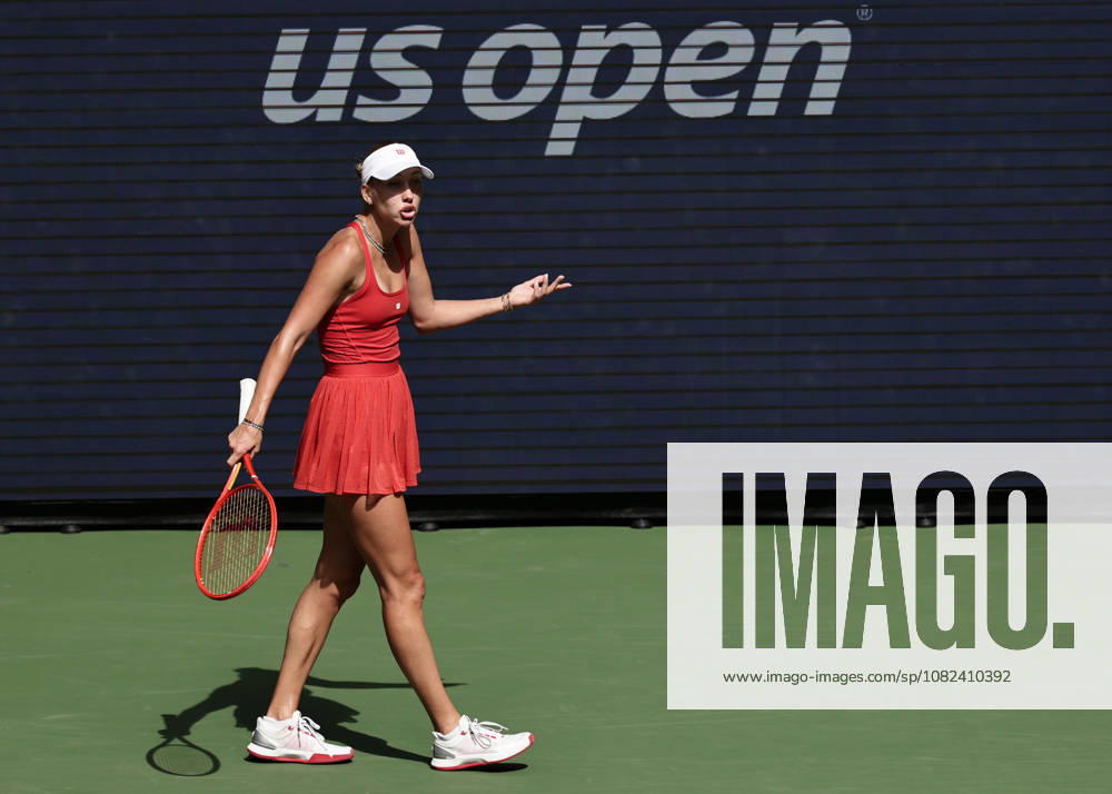 Anastasia Potapova (AUT) reacts with annoyance, disappointment, anger, frustration, and emotion; Women s Singles, US Open Championships, Billie Jean King National Tennis Center, Flushing Meadows, New York, USA