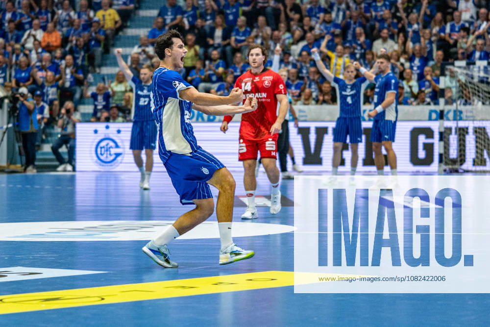 Opel Handball Bundesliga, VfL Gummersbach - MT Melsungen, 05.09.2026 Nikola RoganoviÄ‡ (VfL Gummersbach 23), beim Torjubel.; Opel Handball Bundesliga, VfL Gummersbach - MT Melsungen