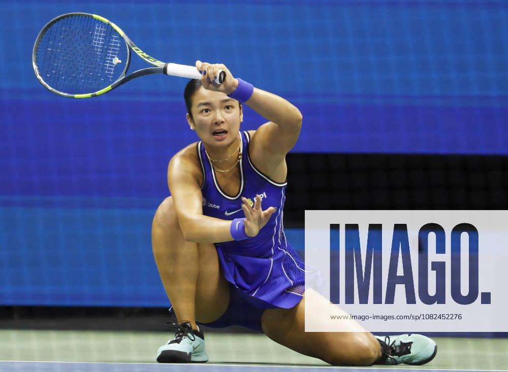 Alexandra Eala of the Philippines returns a ball to Iva Jovic in Arthur Ashe Stadium in the 3rd round at the 2026 US Open Tennis Championship at the USTA Billie Jean King National Tennis Center in New York City on Saturday, September 5, 2026. NYP20260905131 JOHNxANGELILLO