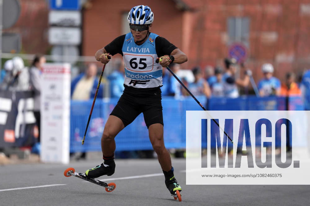 Arman Yerzhan of Kazakhstan competes during the Sprint Qualification race of the FIS Rollerski World Championships 2026 in Madona, Latvia, on September 5, 2026. Madona Latvia