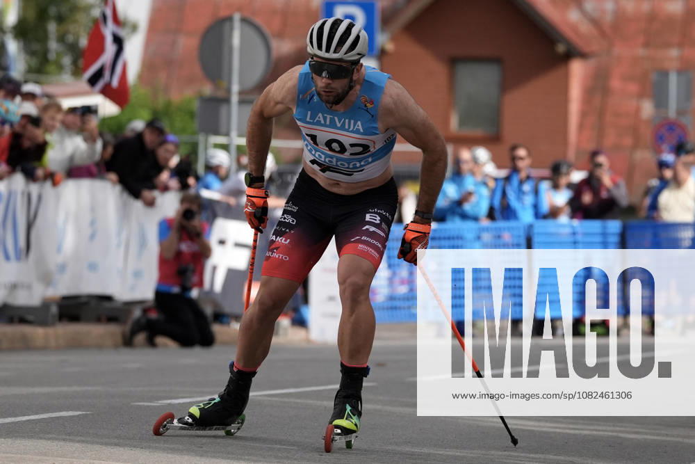 Raimo Vigants of Latvia competes during the Sprint Qualification race of the FIS Rollerski World Championships 2026 in Madona, Latvia, on September 5, 2026. Madona Latvia