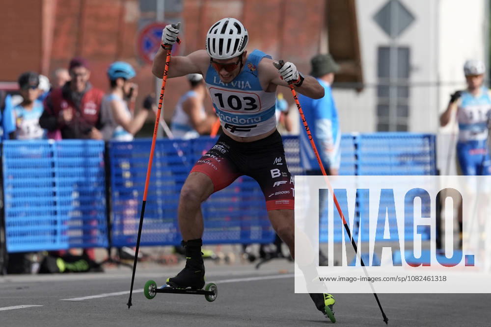 Lauris Kaparkalejs of Latvia competes during the Sprint Qualification race of the FIS Rollerski World Championships 2026 in Madona, Latvia, on September 5, 2026. Madona Latvia