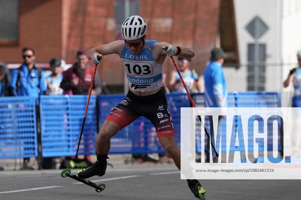 Lauris Kaparkalejs of Latvia competes during the Sprint Qualification race of the FIS Rollerski World Championships 2026 in Madona, Latvia, on September 5, 2026. Madona Latvia