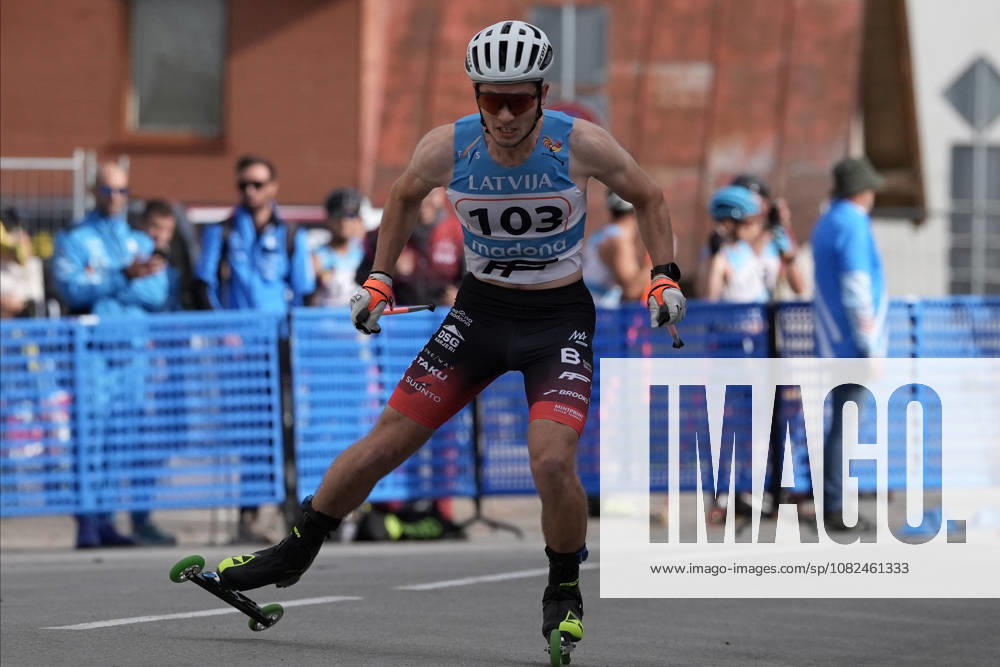 Lauris Kaparkalejs of Latvia competes during the Sprint Qualification race of the FIS Rollerski World Championships 2026 in Madona, Latvia, on September 5, 2026. Madona Latvia