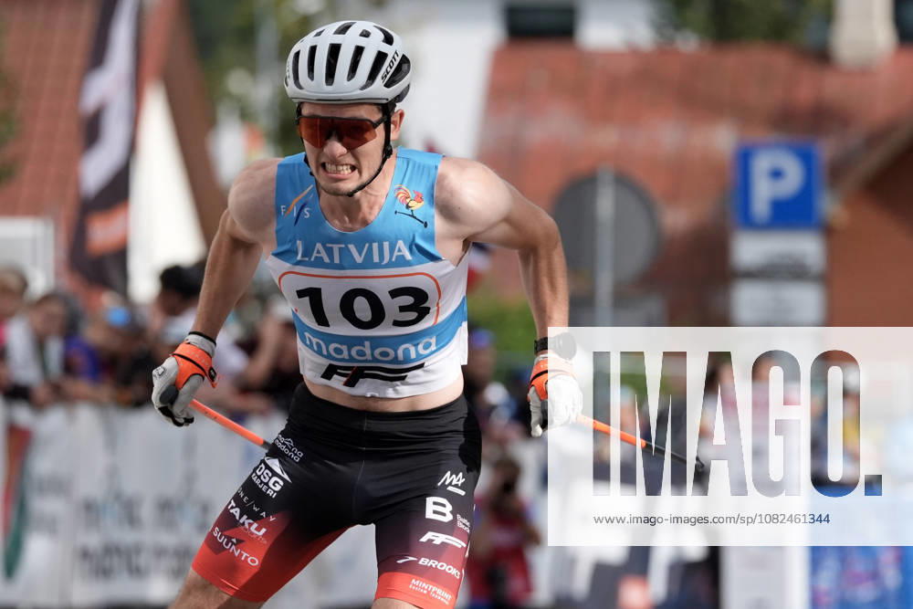 Lauris Kaparkalejs of Latvia competes during the Sprint Qualification race of the FIS Rollerski World Championships 2026 in Madona, Latvia, on September 5, 2026. Madona Latvia