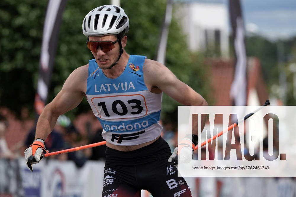 Lauris Kaparkalejs of Latvia competes during the Sprint Qualification race of the FIS Rollerski World Championships 2026 in Madona, Latvia, on September 5, 2026. Madona Latvia