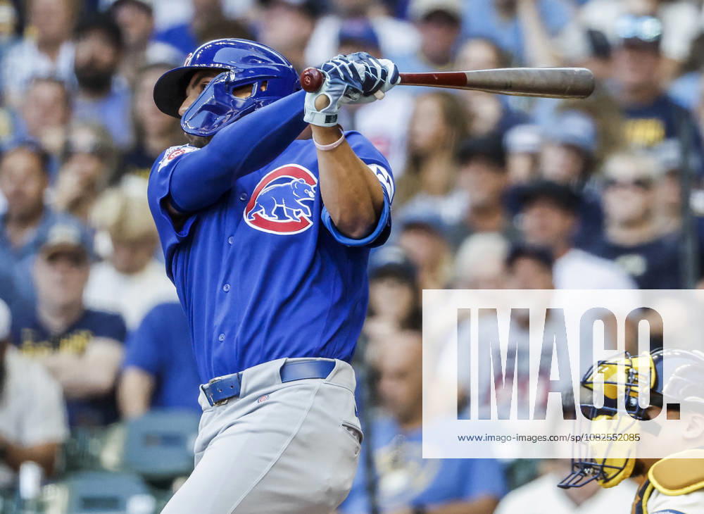 Chicago Cubs left fielder Tyrone Taylor hits a double in the fourth inning of the MLB, Baseball Herren, USA game between the Chicago Cubs and the Milwaukee Brewers at American Family Field in Milwaukee, Wisconsin on Monday, September 7, 2026. MIL20260907809 TANNENxMAURY