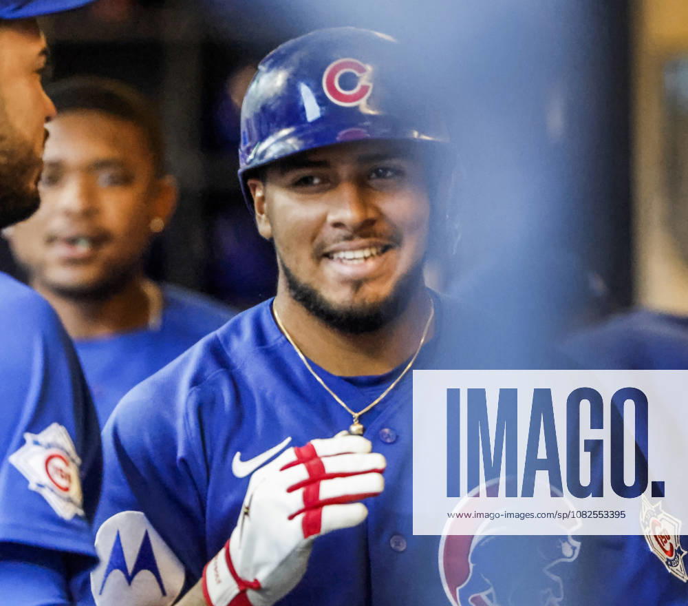 Chicago Cubs second baseman Pedro Ramirez celebrates in the dugout after hitting a home run in the fifth inning of the MLB, Baseball Herren, USA game between the Chicago Cubs and the Milwaukee Brewers at American Family Field in Milwaukee, Wisconsin on Monday, September 7, 2026. MIL20260907817 TANNENxMAURY