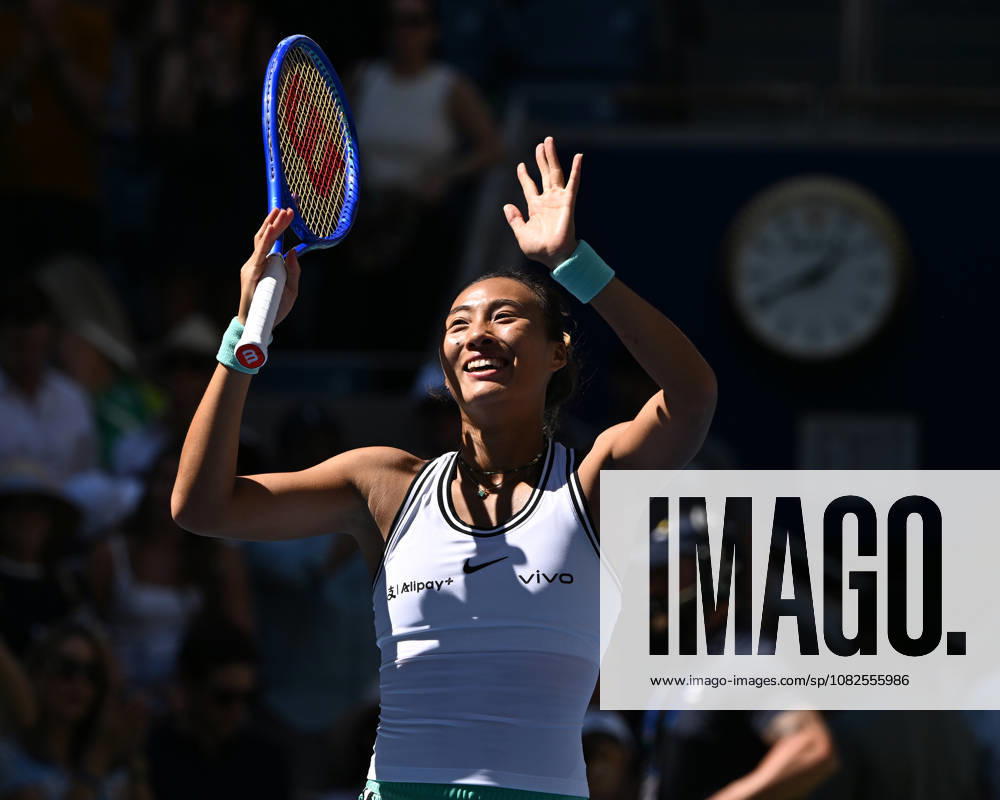FLUSHING NY- SEPTEMBER 07: Qinwen Zheng reacts after defeating Iga SwiÄÖtek on Arthur Ashe Stadium during Day 14 of the 2026 US Openat the USTA Billie Jean King National Tennis Center on September 7, 2026 in Flushing Queens.