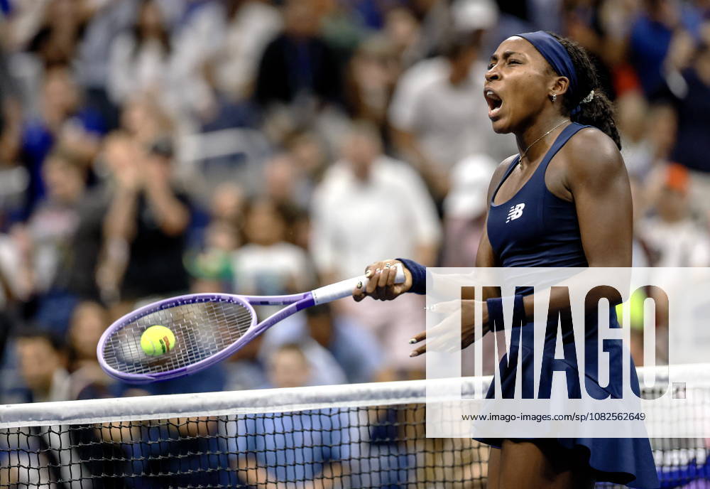 US Open tennis tournament - Day 9 Coco Gauff of the USA celebrates her victory over Iva Jovic of the USA during their women s singles fourth round match at the US Open Tennis Championships at the USTA Billie Jean King National Tennis Center in Flushing Meadows, New York, USA, 07 September 2026. The 2026 US Open tournament runs from 23 August through 13 September. FLUSHING MEADOWS NEW YORK United States