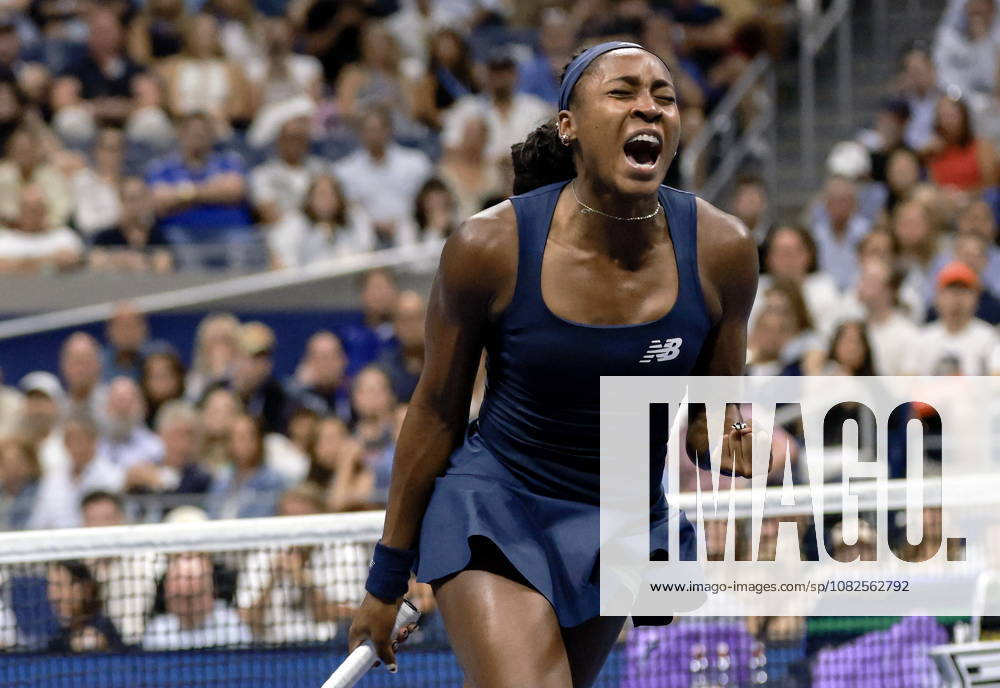 US Open tennis tournament - Day 9 Coco Gauff of the USA reacts during her women s singles fourth round match against Iva Jovic of the USA at the US Open Tennis Championships at the USTA Billie Jean King National Tennis Center in Flushing Meadows, New York, USA, 07 September 2026. The 2026 US Open tournament runs from 23 August through 13 September. FLUSHING MEADOWS NEW YORK United States