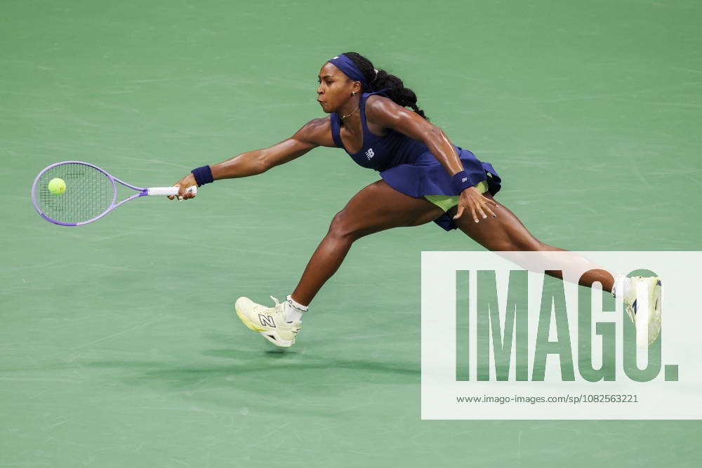 US Open tennis tournament - Day 9 Coco Gauff of the USA in action against Iva Jovic of the USA during their Womens Singles round 4 match of the US Open Tennis Championships at the USTA Billie Jean King National Tennis Center in Flushing Meadows, New York, USA, 07 September 2026. FLUSHING MEADOWS NEW YORK United States