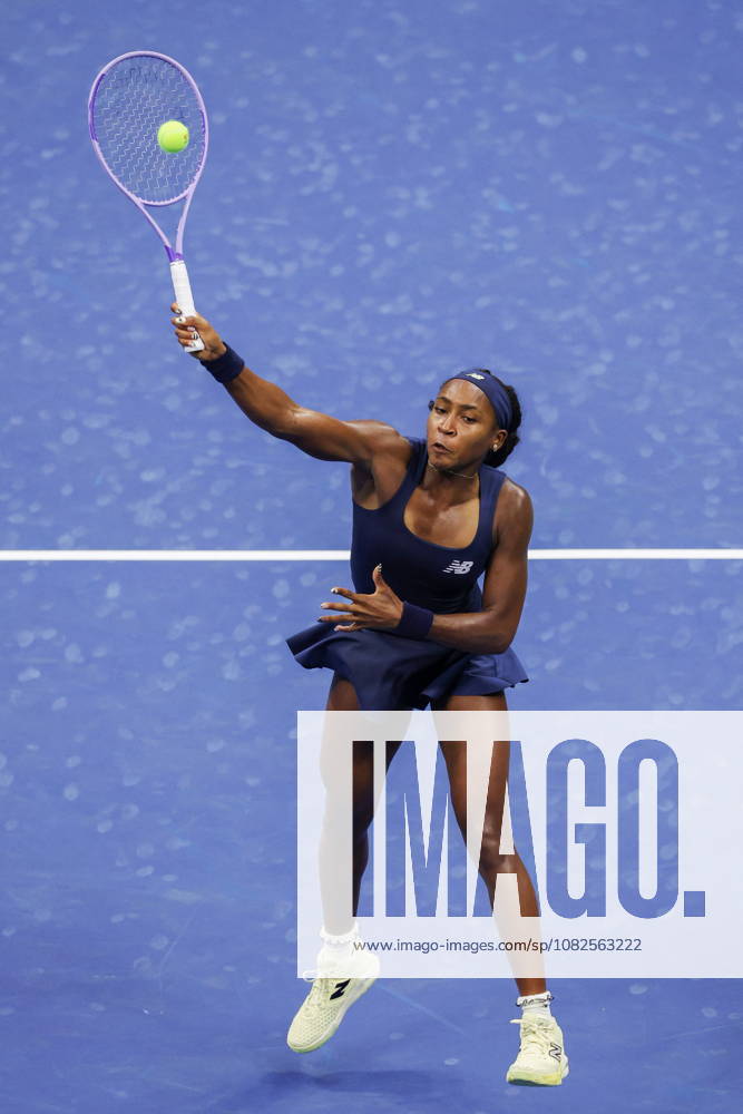 US Open tennis tournament - Day 9 Coco Gauff of the USA in action against Iva Jovic of the USA during their Womens Singles round 4 match of the US Open Tennis Championships at the USTA Billie Jean King National Tennis Center in Flushing Meadows, New York, USA, 07 September 2026. FLUSHING MEADOWS NEW YORK United States