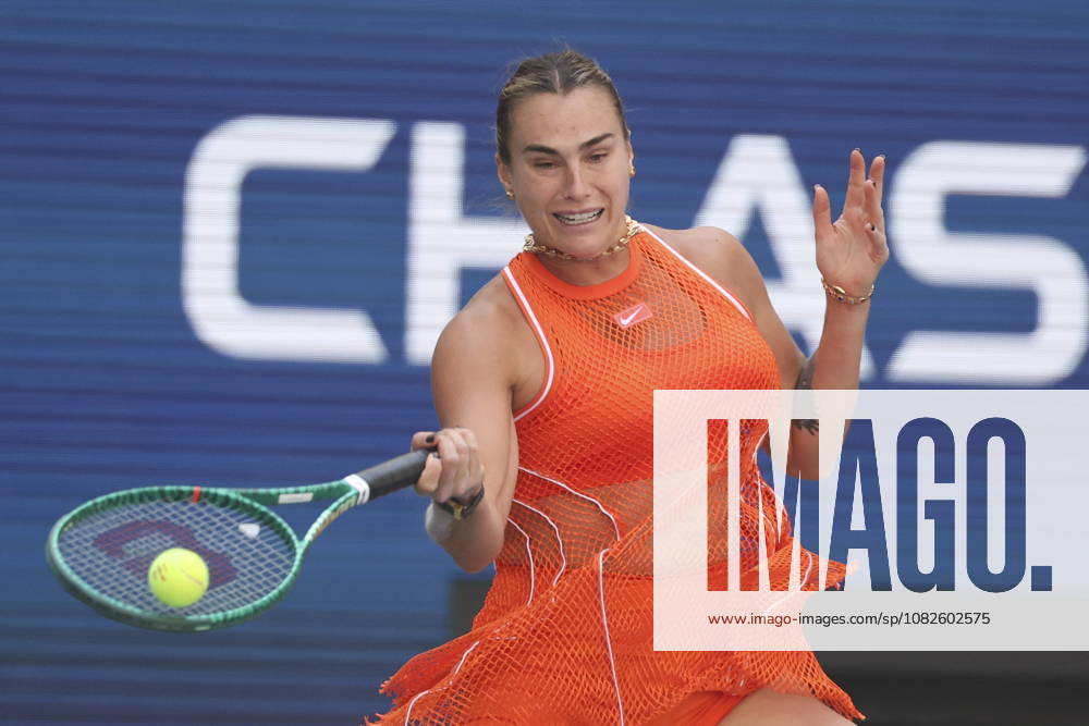 US Open tennis tournament - Day 10 Aryna Sabalenka of Belarus in action against Linda Noskova of Czechia during the Women Singles Quarterfinals match of the US Open Tennis Championships in Flushing Meadows, New York, USA, 08 September 2026. FLUSHING MEADOWS NEW YORK United States