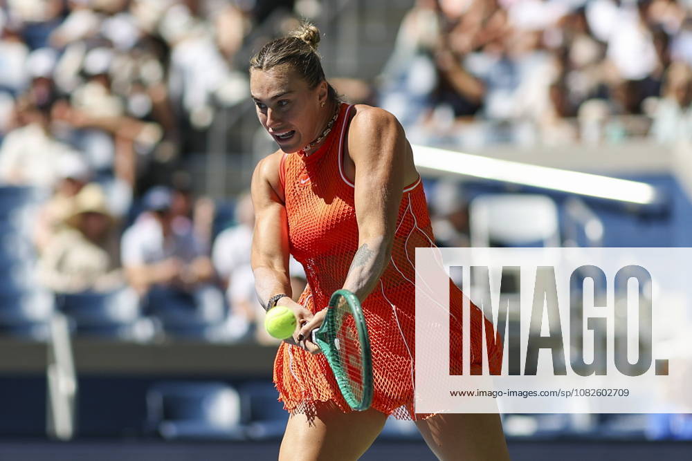 US Open tennis tournament - Day 10 Aryna Sabalenka of Belarus in action against Linda Noskova of Czechia during the Women Singles Quarterfinals match of the US Open Tennis Championships in Flushing Meadows, New York, USA, 08 September 2026. FLUSHING MEADOWS NEW YORK United States