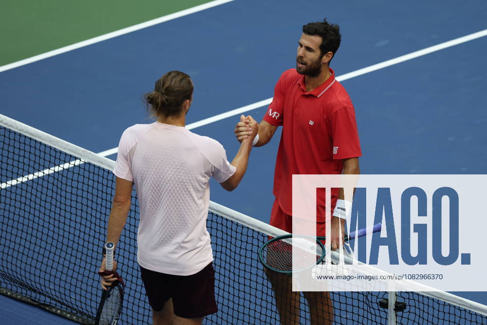 US Open tennis tournament - Day 13 Alexander Zverev (L) of Germany and Karen Khachanov (R) of Russia meet at the net after their Men s Singles semi-final at the US Open Tennis Championships at the USTA Billie Jean King National Tennis Center in Flushing Meadows, New York, USA, 11 September 2026. The 2026 US Open tournament runs from 23 August to 13 September. FLUSHING MEADOWS NEW YORK United States