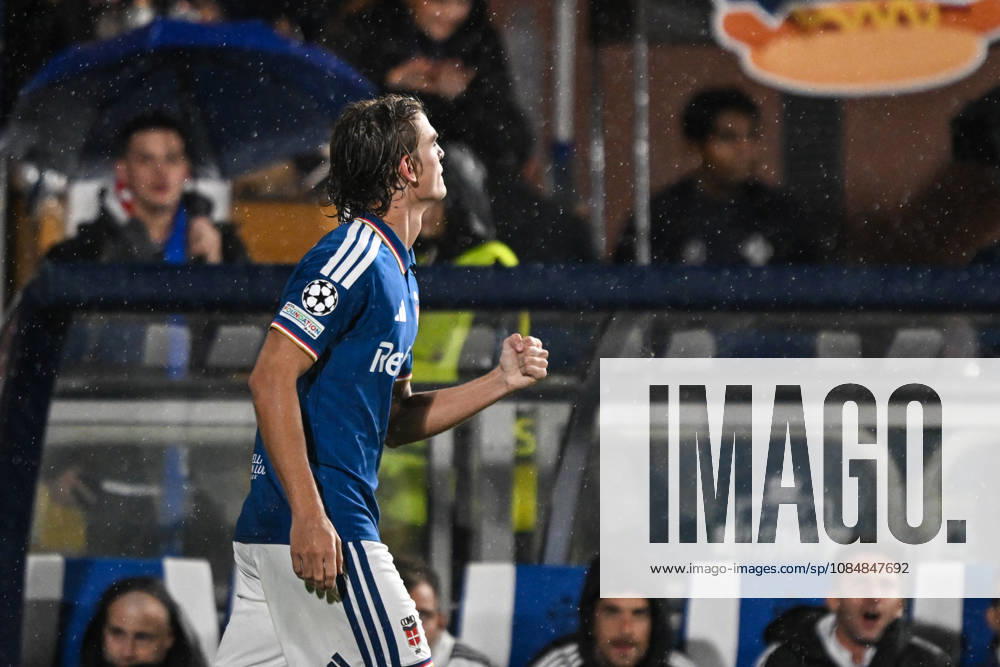 Nico Paz of Calcio Como celebrating after a goal during the UEFA Champions League stage match Phase MD3 between Calcio Como and Manchester United, ManU Football Club at the Giuseppe Sinigaglia stadium in Como, north Italy -October 21, 2026 - Soccer.
