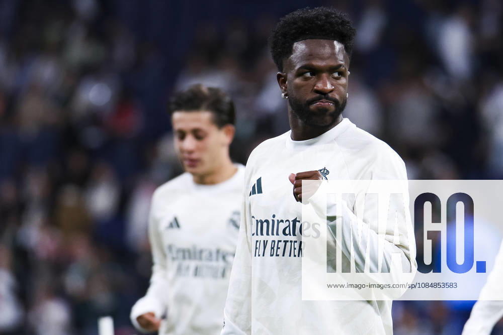 Real Madrid v RB Leipzig - UEFA Champions League 2026 27 October 21, 2026, Santiago Bernabeu stadium, Madrid, Spain: Vinicius Junior of Real Madrid is warm up during UEFA Champions League 2026 27 football match between Real Madrid and RB Leipzig at Santiago Bernabeu stadium on October 21, 2026, in Madrid, Spain. Madrid Santiago Bernabeu Stadium Madrid Spain